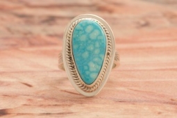 Genuine Kingman Water Web Turquoise Sterling Silver Navajo Ring